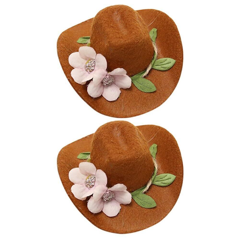 7028 2Pcs Tiny Bottle Hats Cowboy Wine Bottle Decorations for Christmas